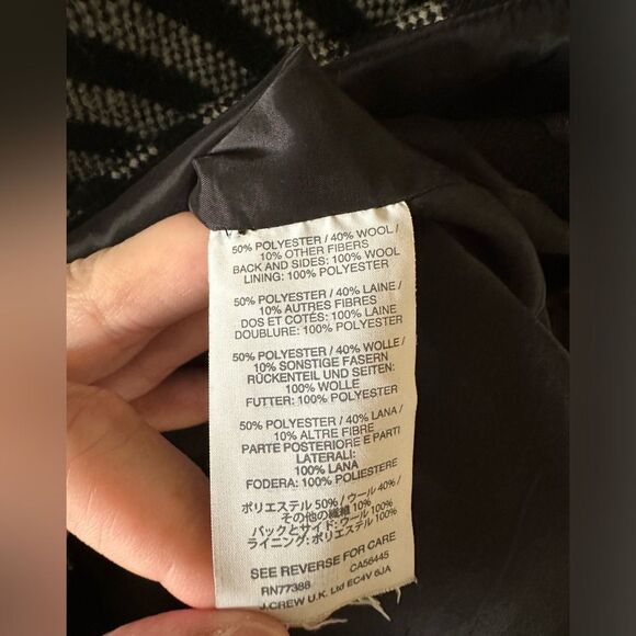 J Crew Black Wool Blend Chevron Sheath Dress Knee Length Size 00 - Picture 4 of 6